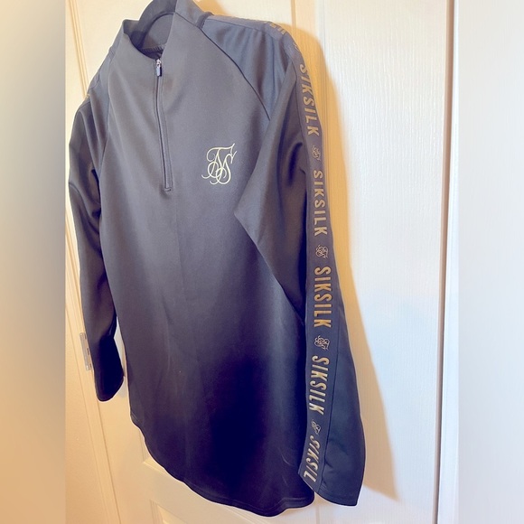 SikSilk Men’s Long Sleeve Mock Neck Black - Picture 2 of 8